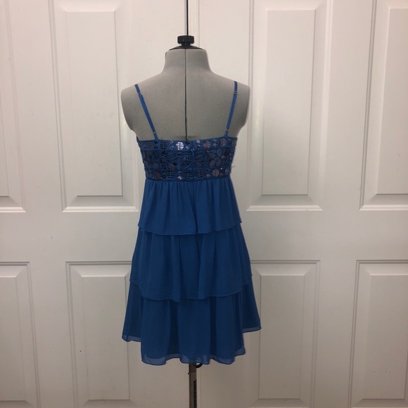 BCBG Maxazria Light Blue Silk Chiffon Sequin Pleated Cocktail Dress | Size 0 - Picture 4 of 12